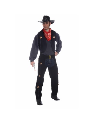 Value Edition Ensemble de gilet de cowboy et de chaps taille unique noir